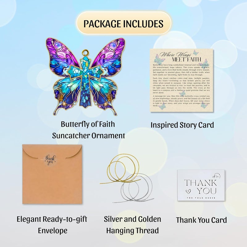Hutato Butterfly Religious Ornament – Beautiful Butterfly Hanging Decoration, Christian Christmas Ornament, Religious Gift, Handmade Keepsake 2025, Gift for Nature Lovers, Women, Spiritual Decor - Image 2